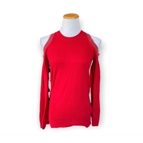 Womens Michael Kors Bling Embellished Cold Shoulder Sweater Top - Sz XS - Picture 2 of 2